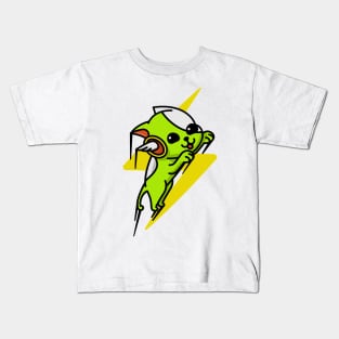 Lightning Bolt Flying Dog Green Kids T-Shirt